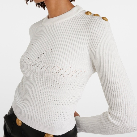 Balmain Signature 6-Button Ribbed knit jumper